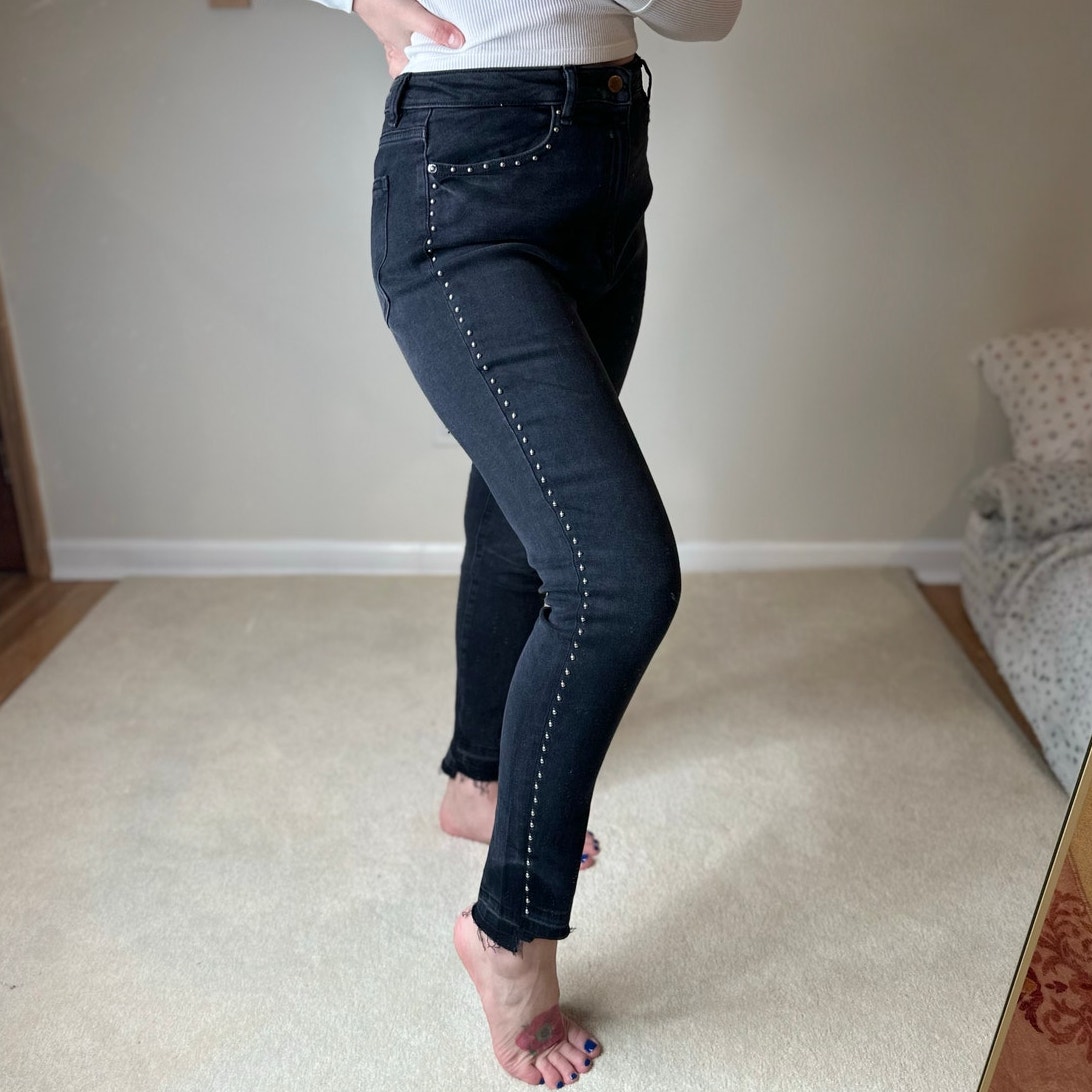 Dl1961: Faded Black Riveted Jeans